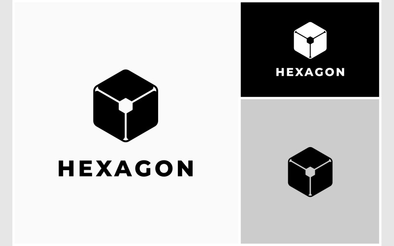 hexagon cube box simple logo original