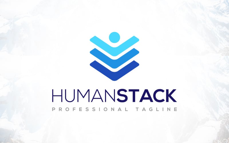 hexagon human stack technology logo design original