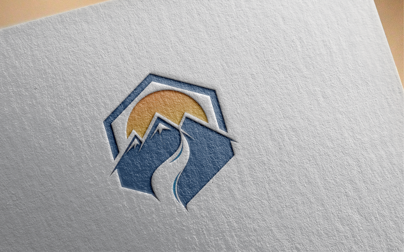 hexagon mountain logo template original