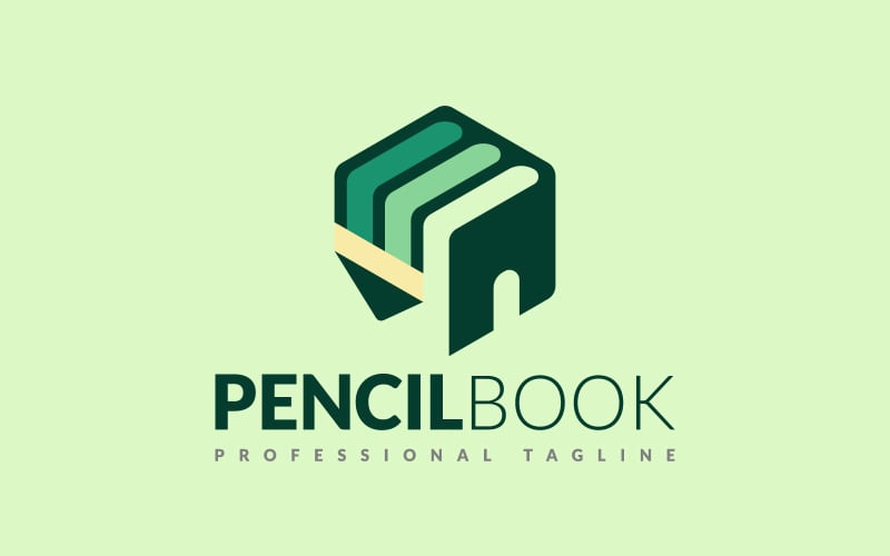 hexagon pencil book education architecture logo design original