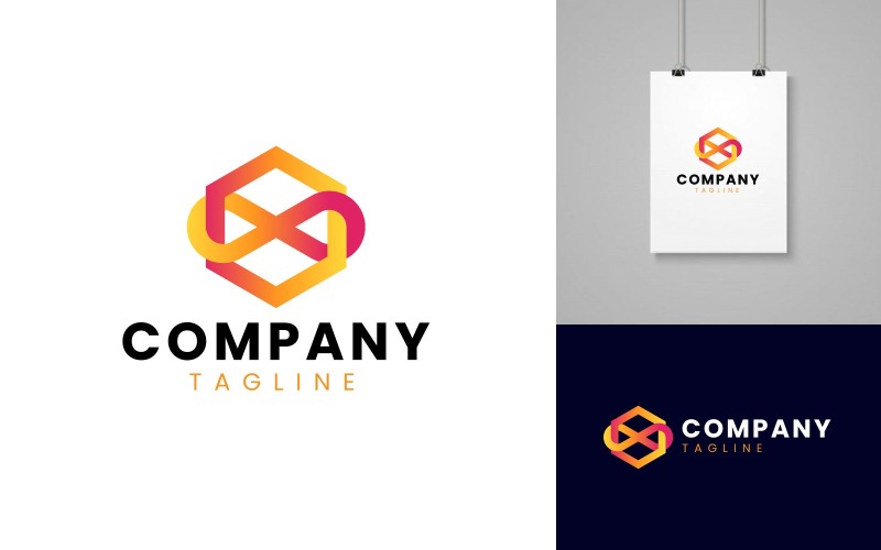 hexagon with infinity sign logo template original
