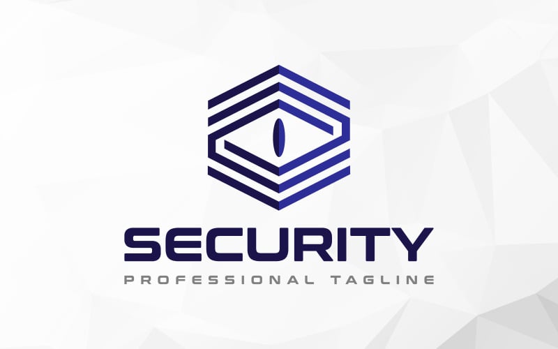 hexagonal security eye shield logo design original