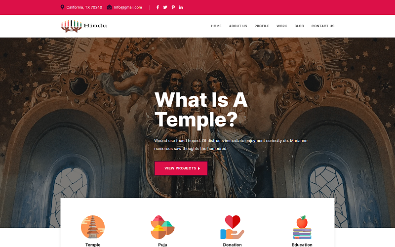 hindu religious landing html template original