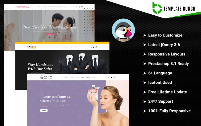 hitch wedding and suit with perfume responsive prestashop theme for ecommerce original