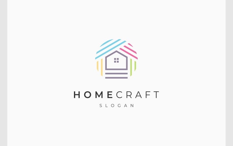 home craft house stripe line art logo original