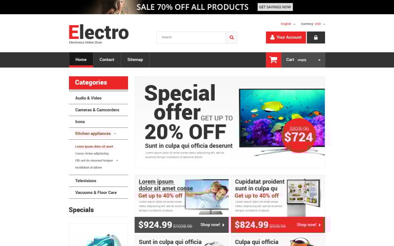home electronics prestashop theme original