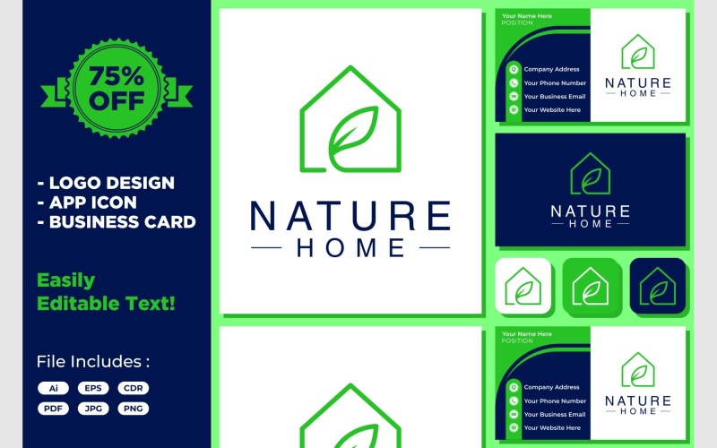 home house plant leaf green logo original