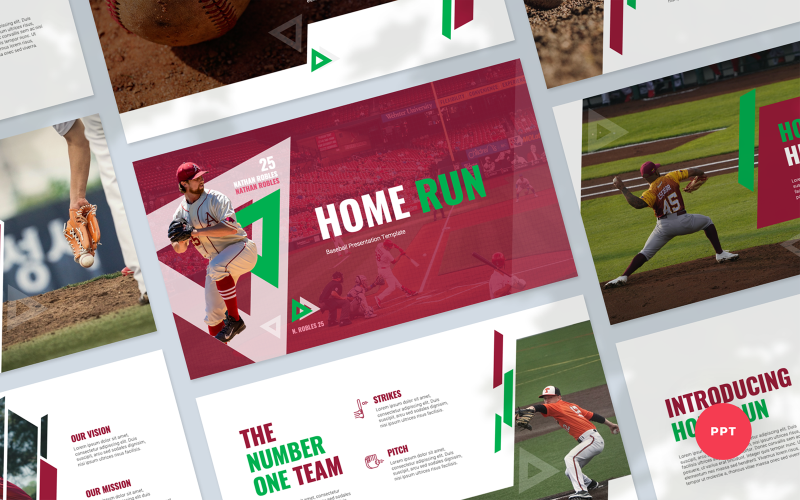 home run baseball presentation powerpoint template original