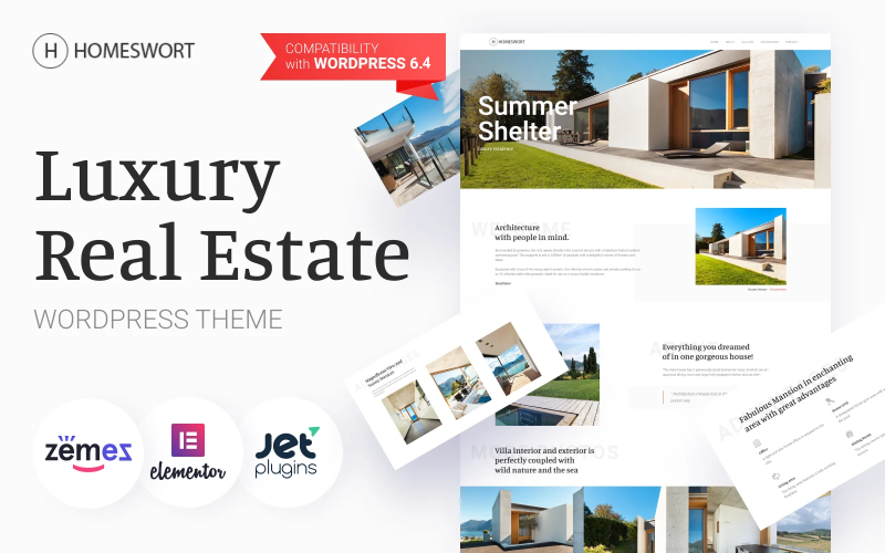 homeswort luxury real estate wordpress elementor theme original