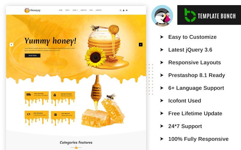 honeysy responsive prestashop theme for ecommerce original