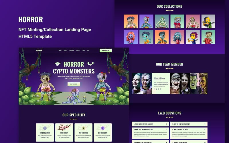 horror nft mintingcollection landing page html template original