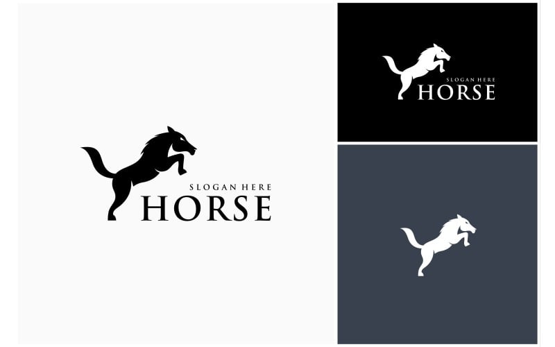 horse jumping silhouette logo original