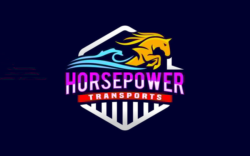 horse power coastal transport logistic logo design original