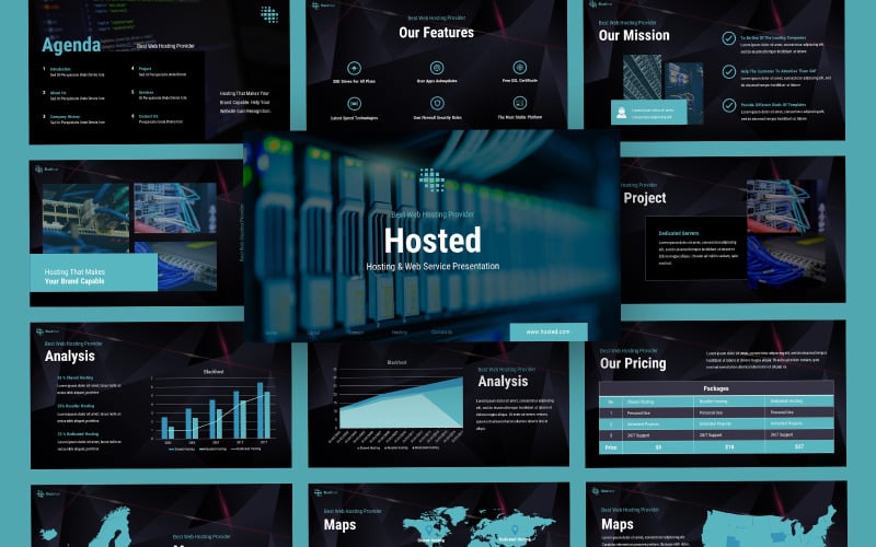 hosted hosting amp web servies powerpoint template original