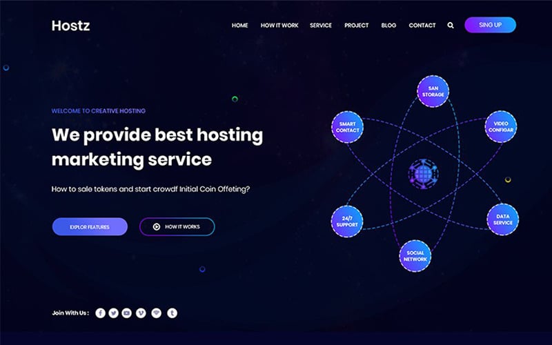hostz hosting html landing page template original