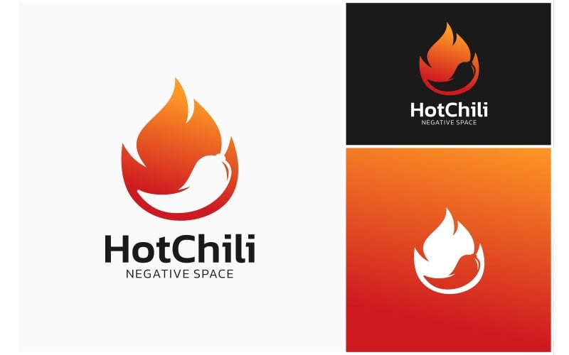 hot chili negative space logo original