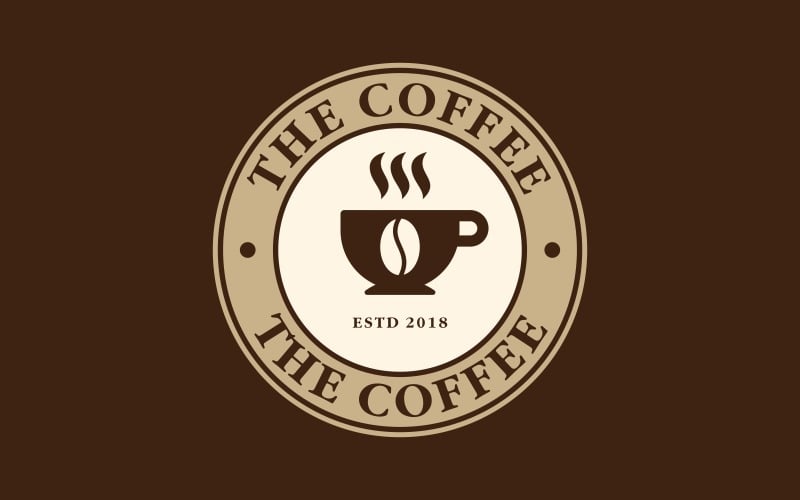 hot coffee cup bean emblem logo original