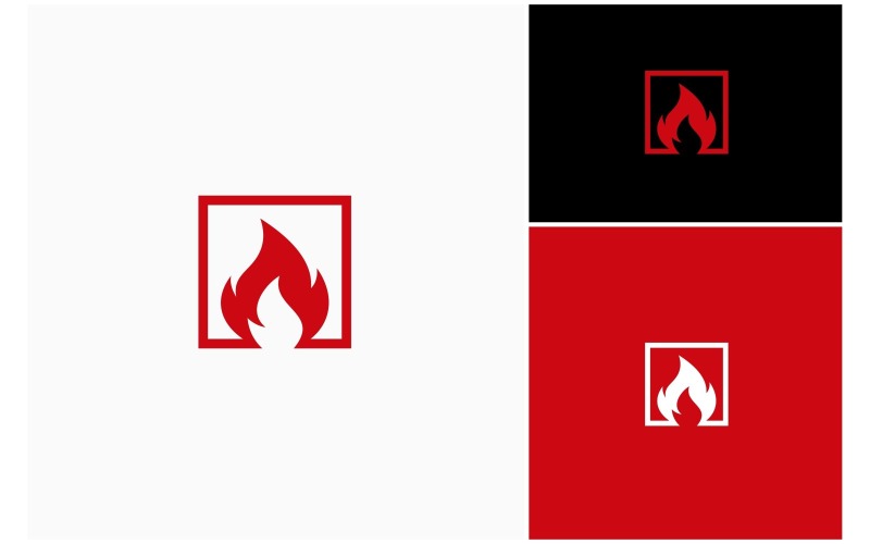 hot fire flame square frame logo original