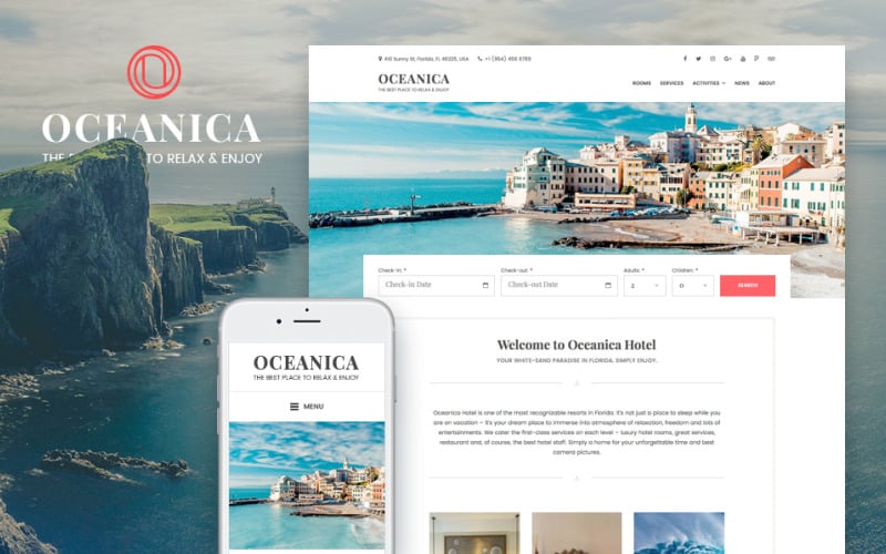 hotel booking wordpress theme oceanica original