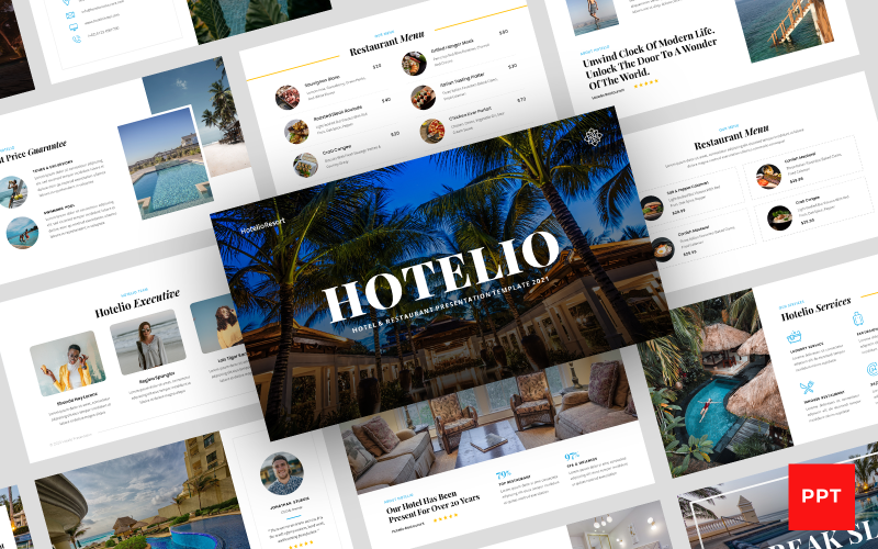 hotelio hotel amp restaurant presentation powerpoint template original