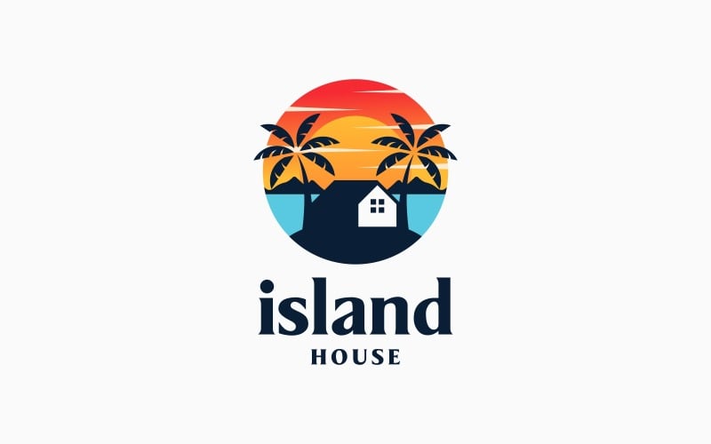 house island beach sea sun logo original