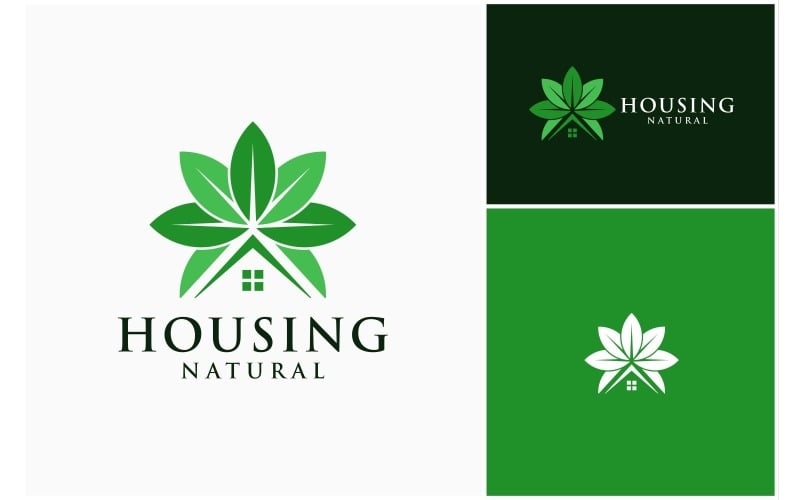 house roof leaves green logo original