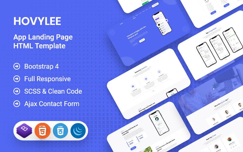 hovylee app landing page html template original