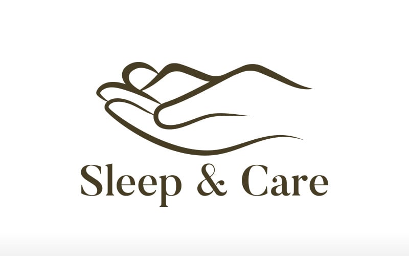 human body sleep in hand comfort care logo design original