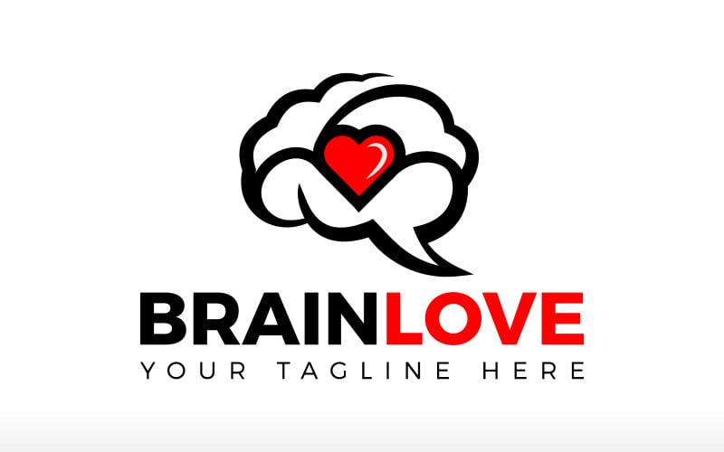 human brain logo heart brain logo brain love logo psychologist logo mindfulness kindness logo design original