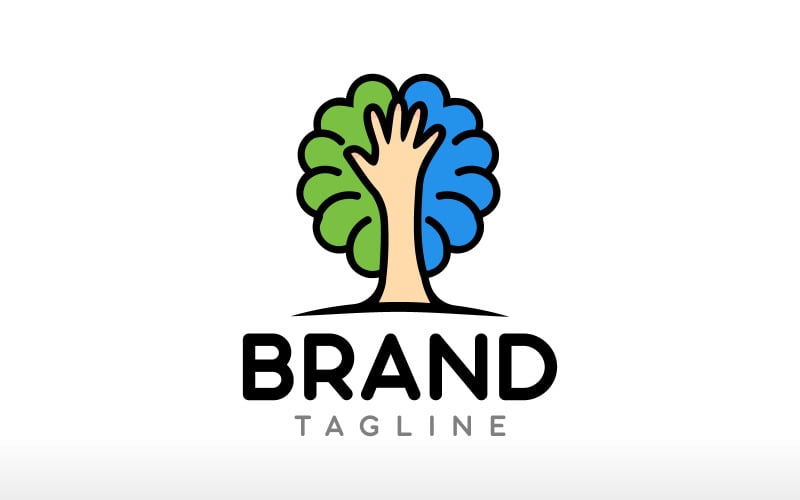 human care brain tree logo design vector icon symbol illustration original