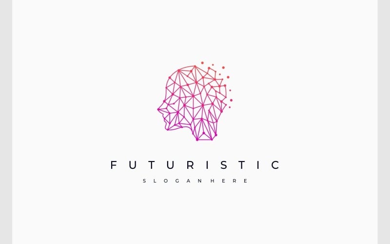 human head connection technology digital logo original