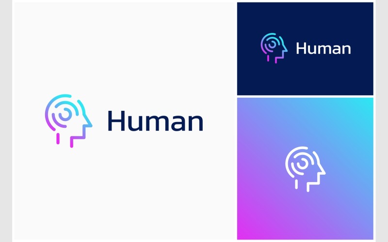 human mind science technology modern logo original