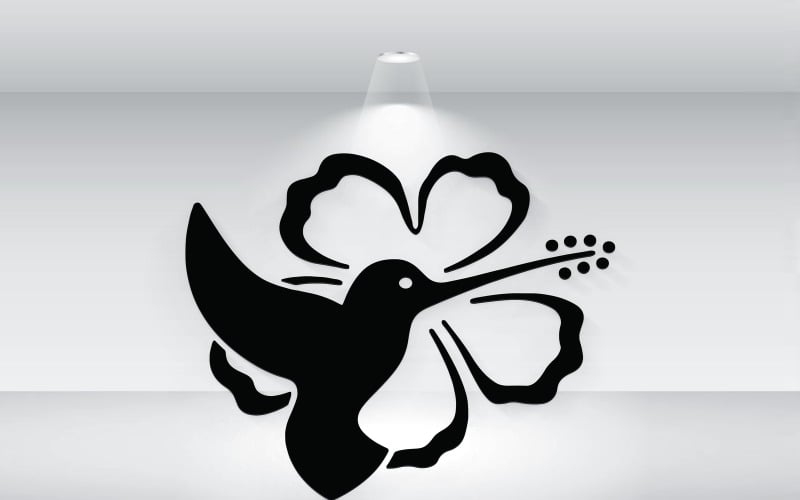 hummingbird with a flower logo vector original