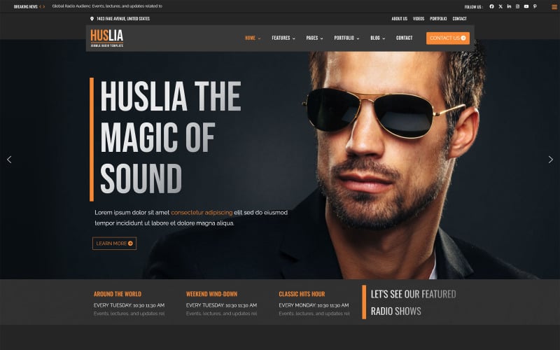huslia music and radio joomla template original