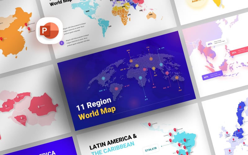 i regions world map presentation template original