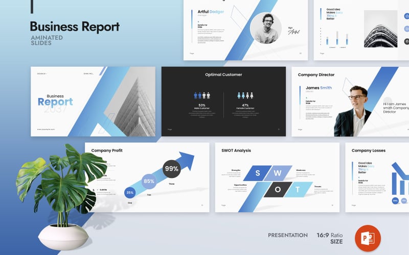 i business report presentation template original