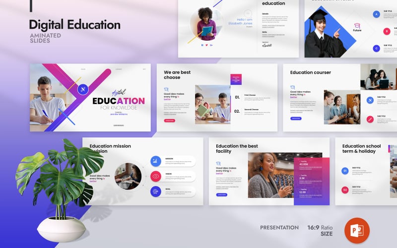 i digital education presentation template original