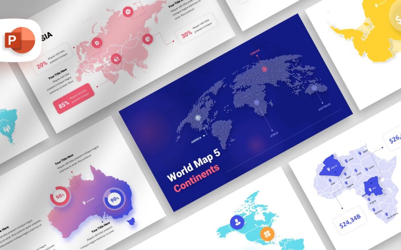 i continents world map presentation template original