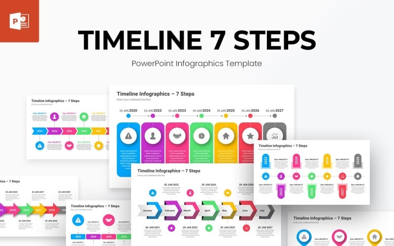 i steps timeline infographics powerpoint template original