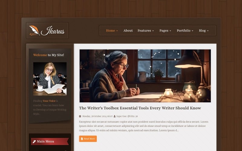ikarus writer author and literature template original