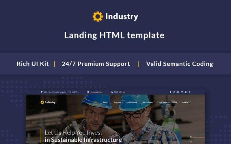 industry industrial company bootstrap landing page template original