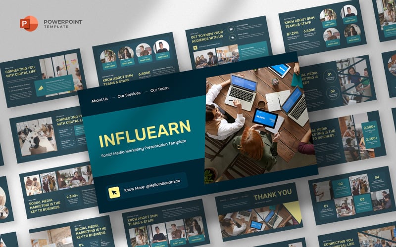 influearn social media marketing powerpoint template original