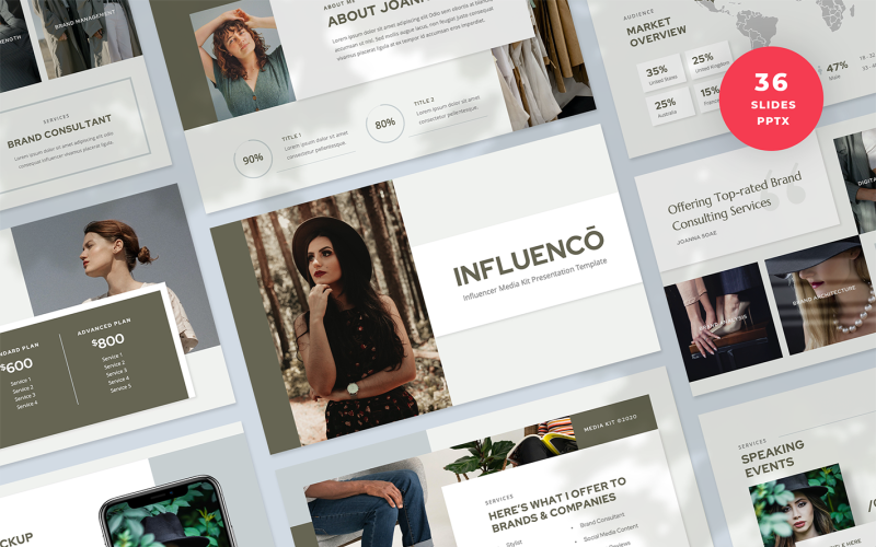 influencer media kit presentation powerpoint template original
