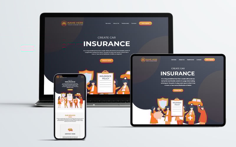 insu car insurance one page html template original