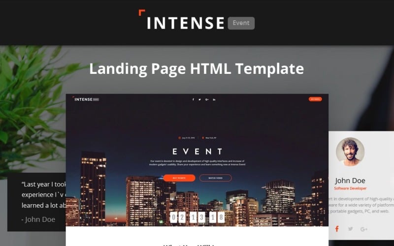 intense event planner html landing page template original