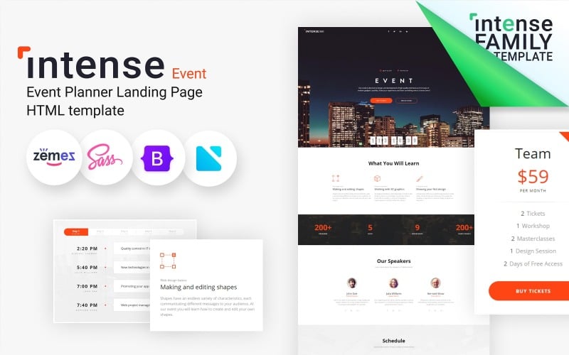intense event planner html landing page template original
