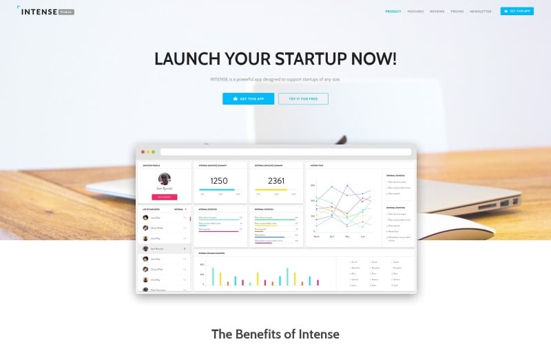 intense startup company mobile app with built in novi builder landing page template original