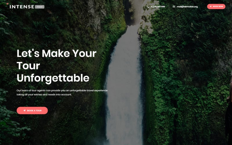 intense travel agency landing page template original