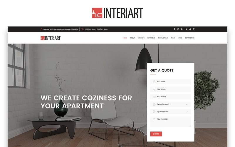 interiart interior design html landing page template original