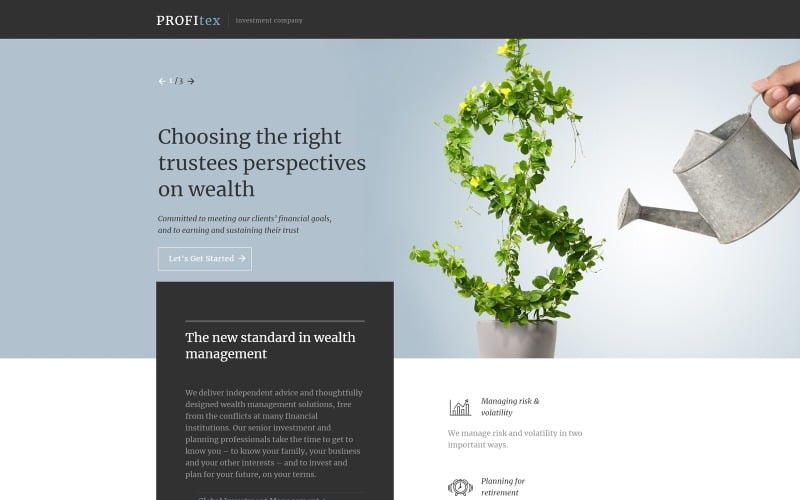 investment company responsive landing page template original